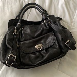 Audrey Brooke Black Leather Satchel Bag